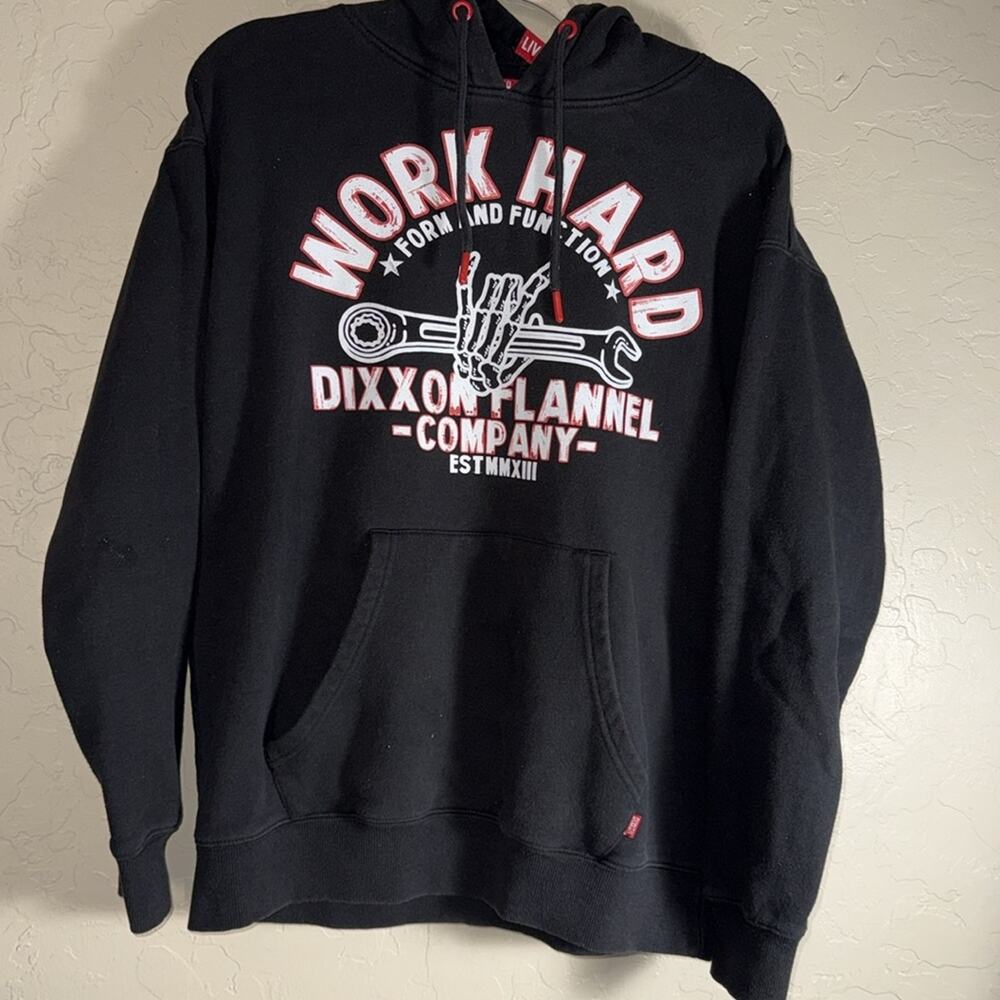 Dixxon black and red work hard graphic hoodie mens/unisex size small - Picture 6 of 6